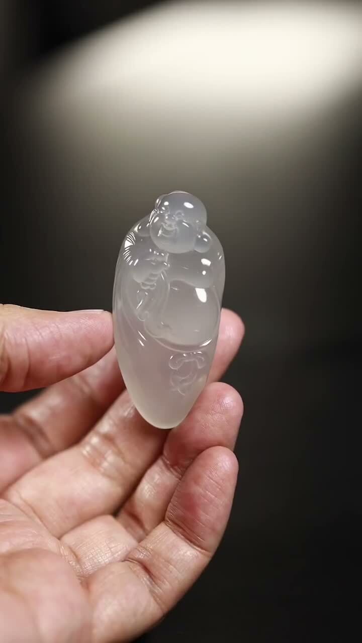 和田玉高冰紫佛公,天然和田玉軟玉