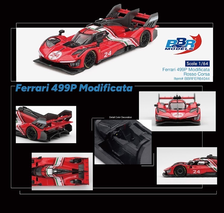 PO-$176 * BBR * 1:64 Ferrari 499P Modificata Rosso Corsa