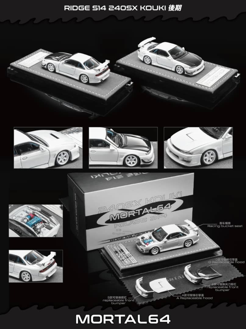 PO-$220 * MORTAL * 1:64 NISSAN S14 SILVIA VERTEX RIDGE WHITE
