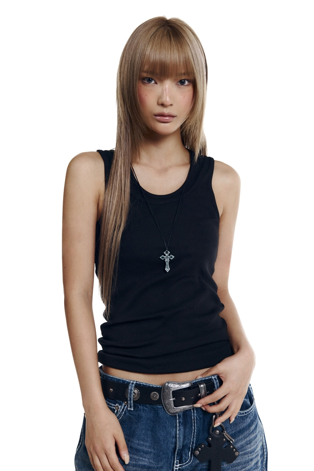 (K5)Back Layered Sleeveless (Black)