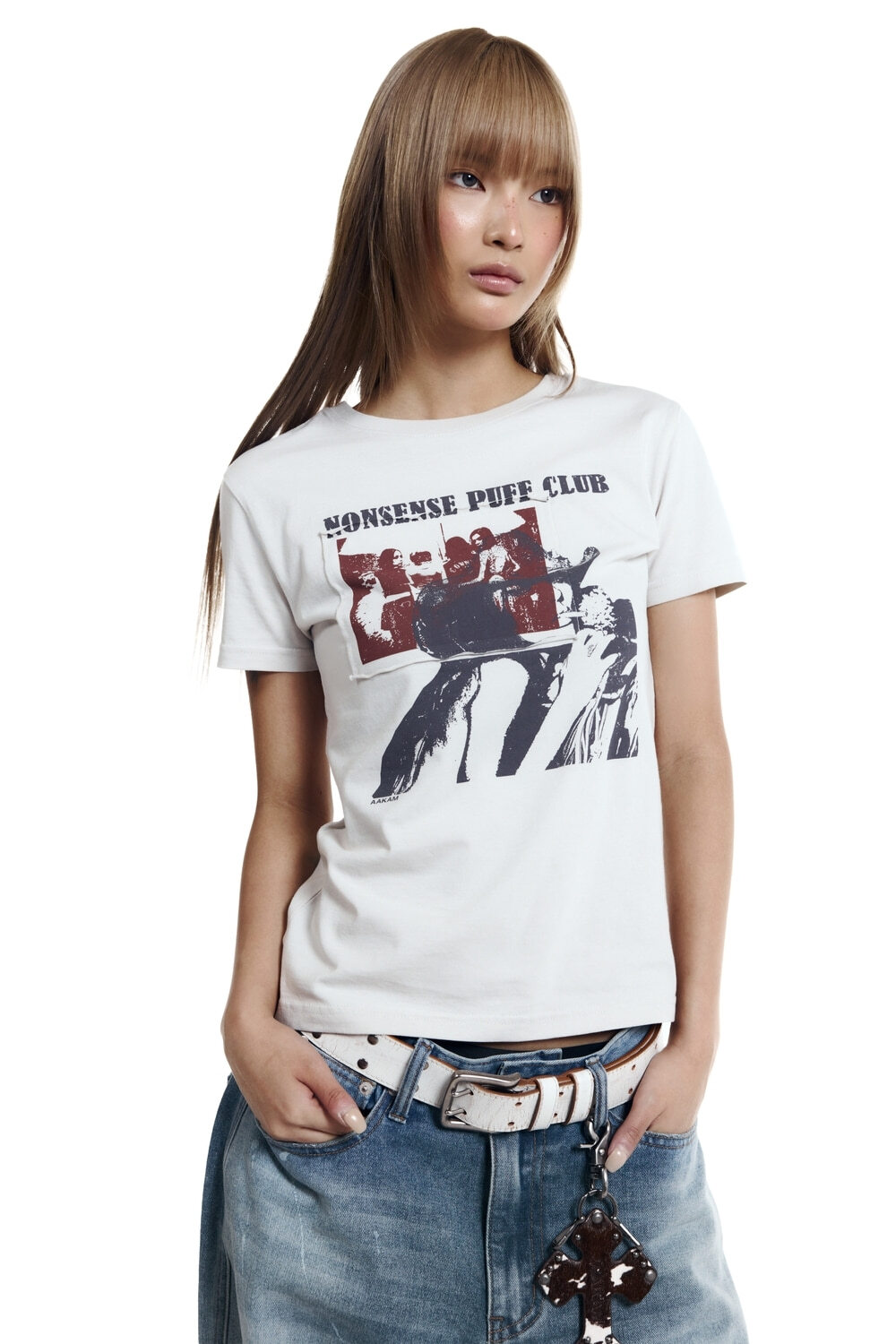 (K6)Nonsense Puff Club Half Top (Beige)
