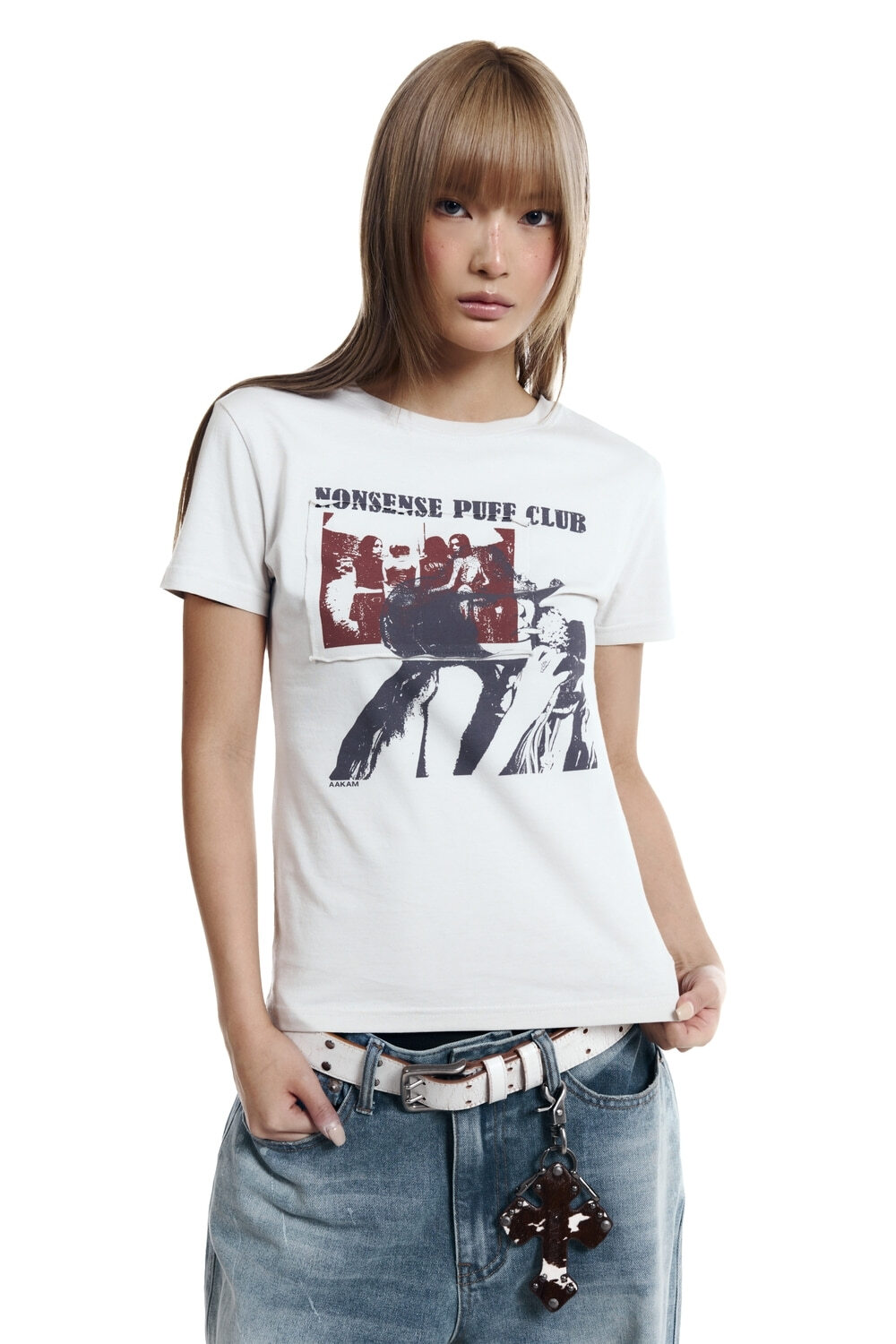 (K6)Nonsense Puff Club Half Top (Beige)