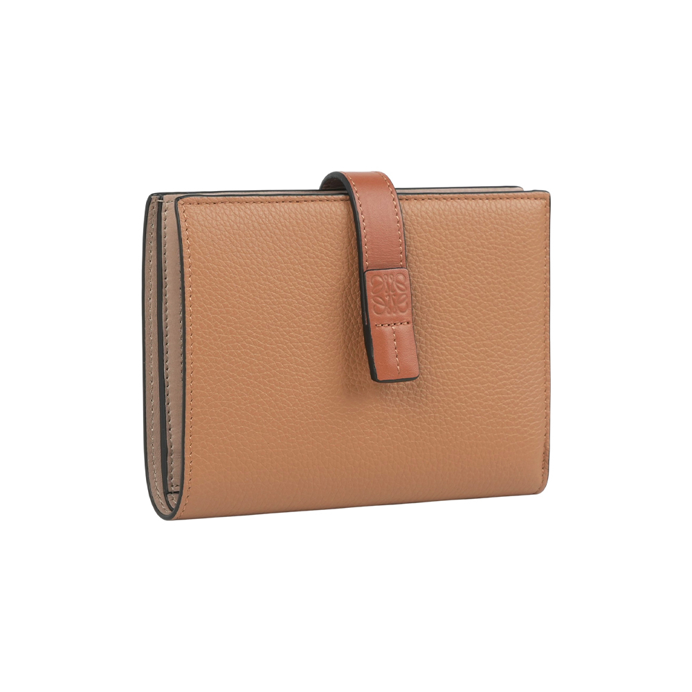 【LOEWE】Vertical 小牛皮釦式二折中夾(太妃糖/焦糖)