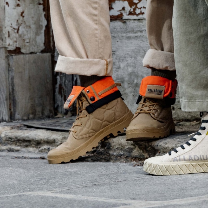 PALLADIUM 休閒鞋 BAGGY RE-QUILTED 卡其橘 反折 高筒靴 男女 74319-227
