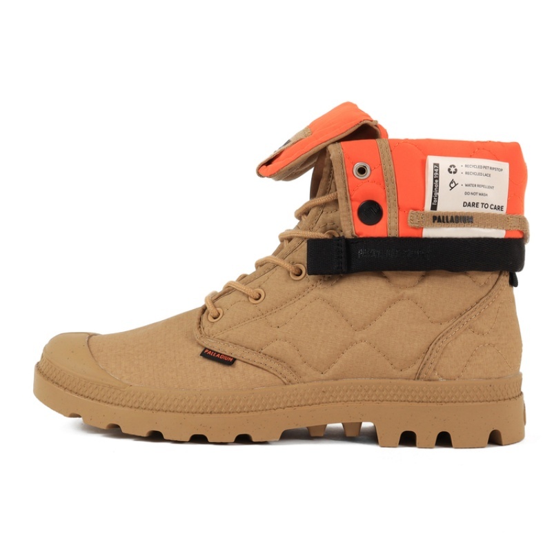 PALLADIUM 休閒鞋 BAGGY RE-QUILTED 卡其橘 反折 高筒靴 男女 74319-227