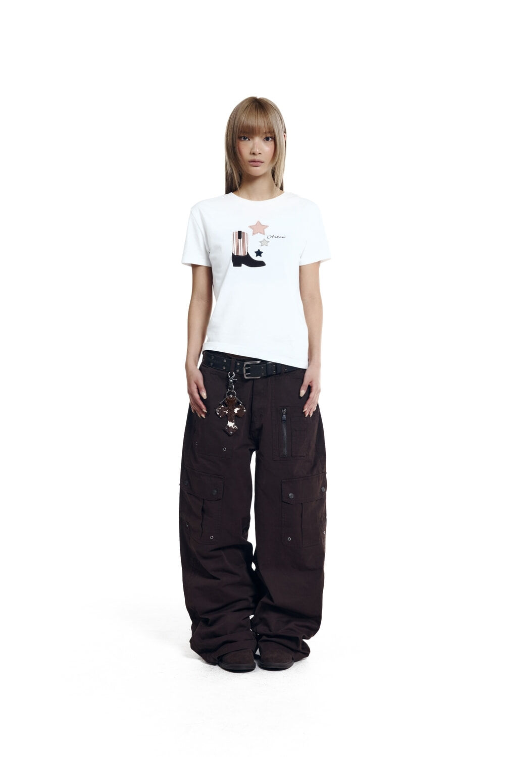 (K9)Shirring Utility Cargo Pants (Brown)