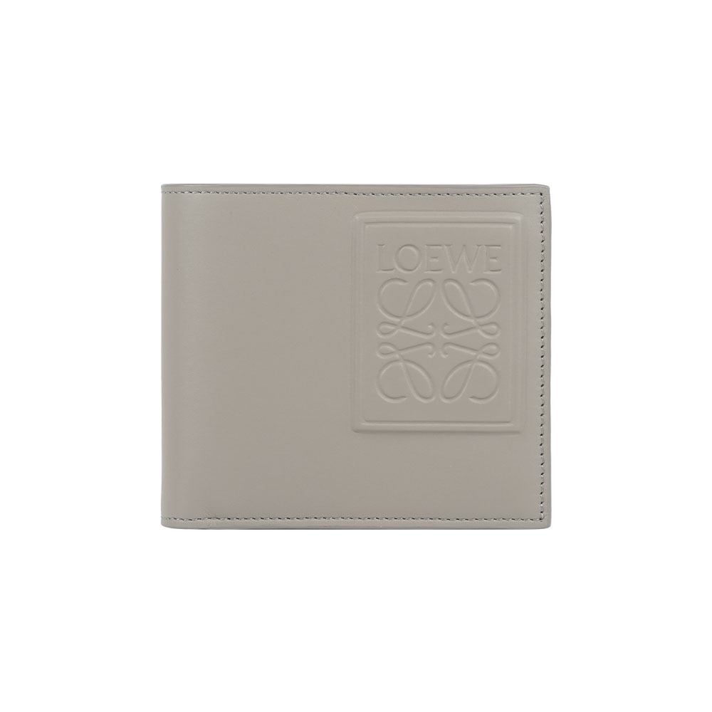 【LOEWE】緞面小牛皮二折8卡短夾(貝殼灰)