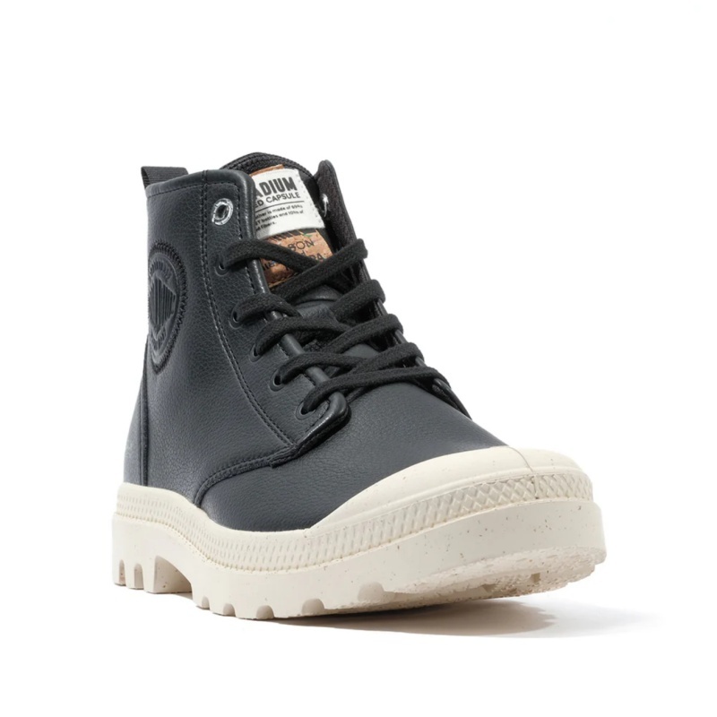 PALLADIUM 休閒鞋 PAMPA HI RE-VEGAN LTH 黑 皮革 拉鍊 高筒靴 男女 74378-008