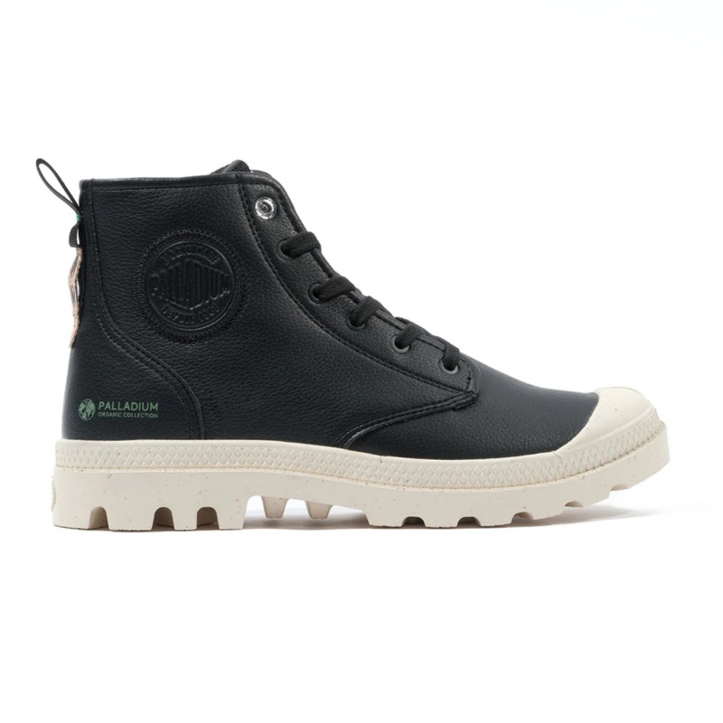 PALLADIUM 休閒鞋 PAMPA HI RE-VEGAN LTH 黑 皮革 拉鍊 高筒靴 男女 74378-008