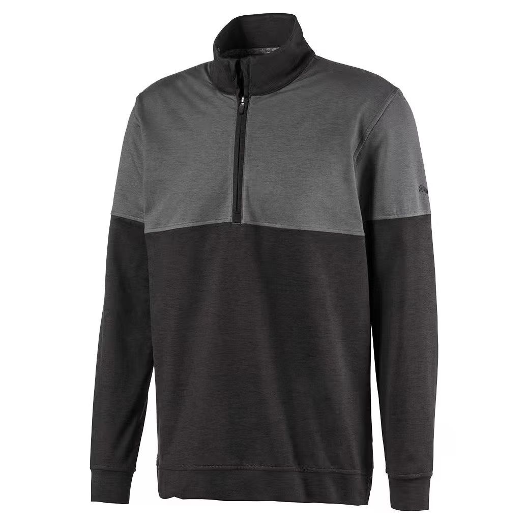 【預購】PUMA H072106 男裝半拉鏈運動上衣 (深灰拼黑色)