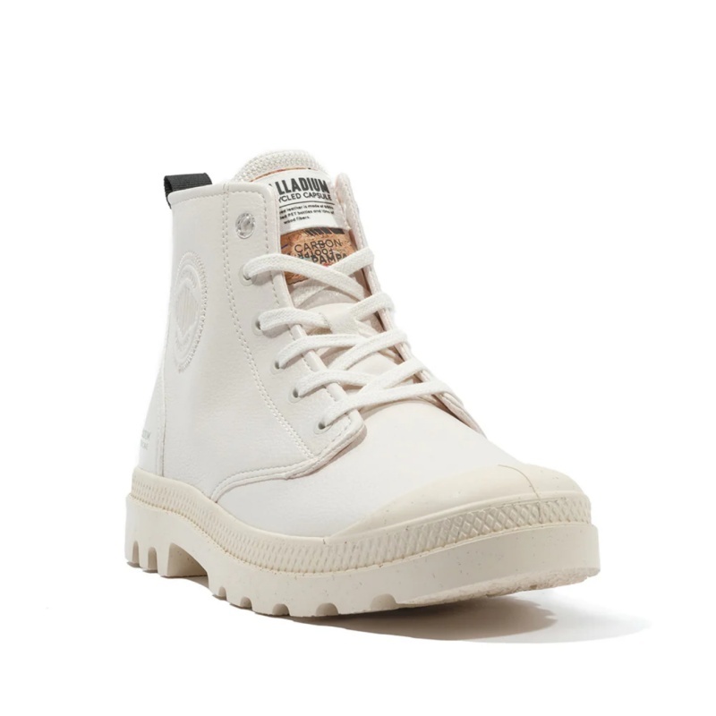 PALLADIUM 休閒鞋 PAMPA HI RE-VEGAN LTH 奶白 皮革 拉鍊 高筒靴 女 74378-116