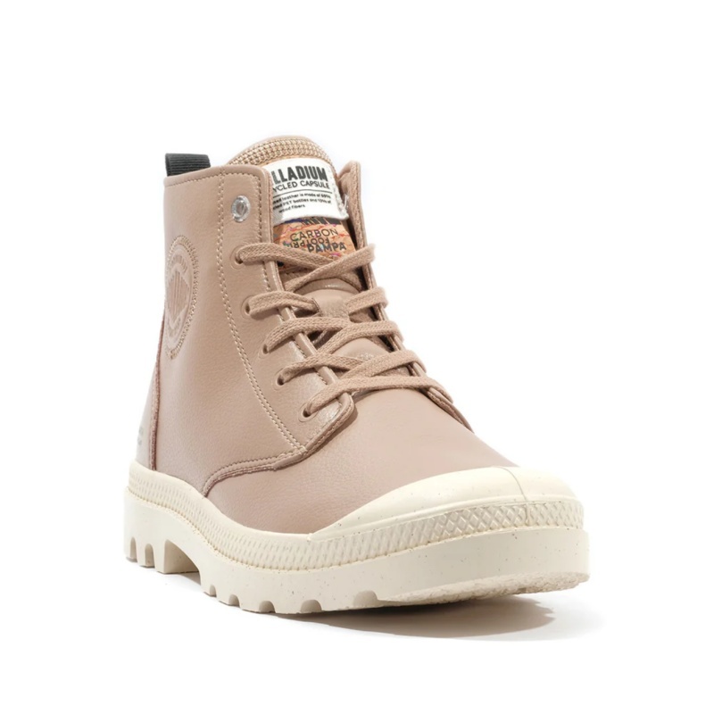 PALLADIUM 休閒鞋 PAMPA HI RE-VEGAN LTH 奶茶 皮革 拉鍊 高筒靴 女 74378-284
