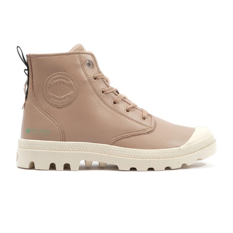PALLADIUM 休閒鞋 PAMPA HI RE-VEGAN LTH 奶茶 皮革 拉鍊 高筒靴 女 74378-284