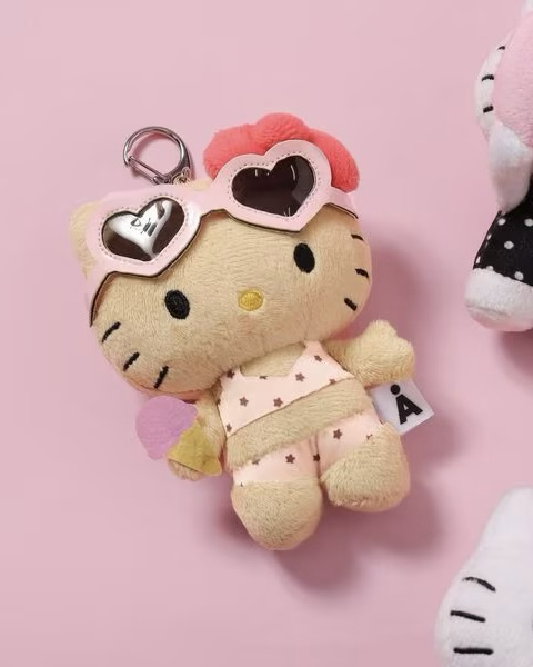 ALAND x HELLO KITTY 復古 毛絨吊飾 黑皮 波點 三麗鷗 凱蒂貓