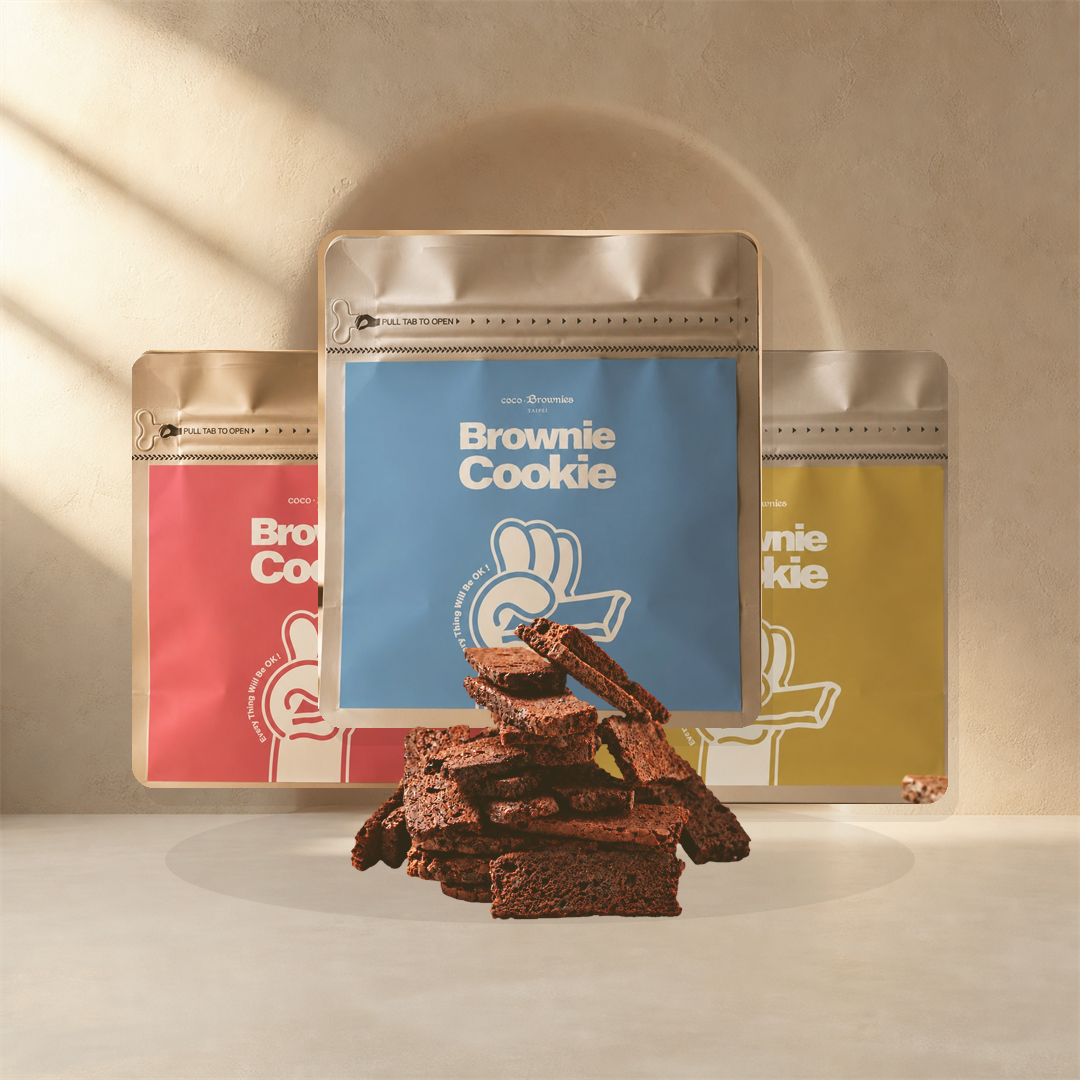 三種口味的 Brownie Cookie 包裝