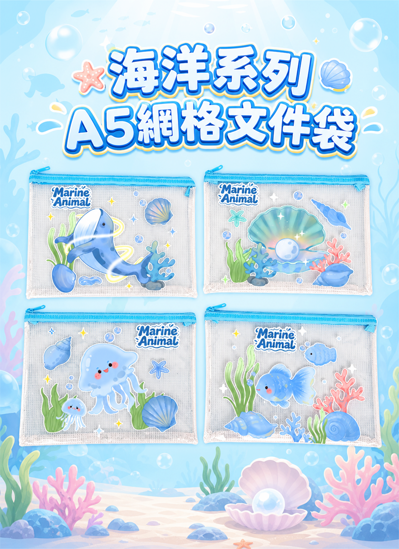 海洋系列A5網格文件袋 A3431