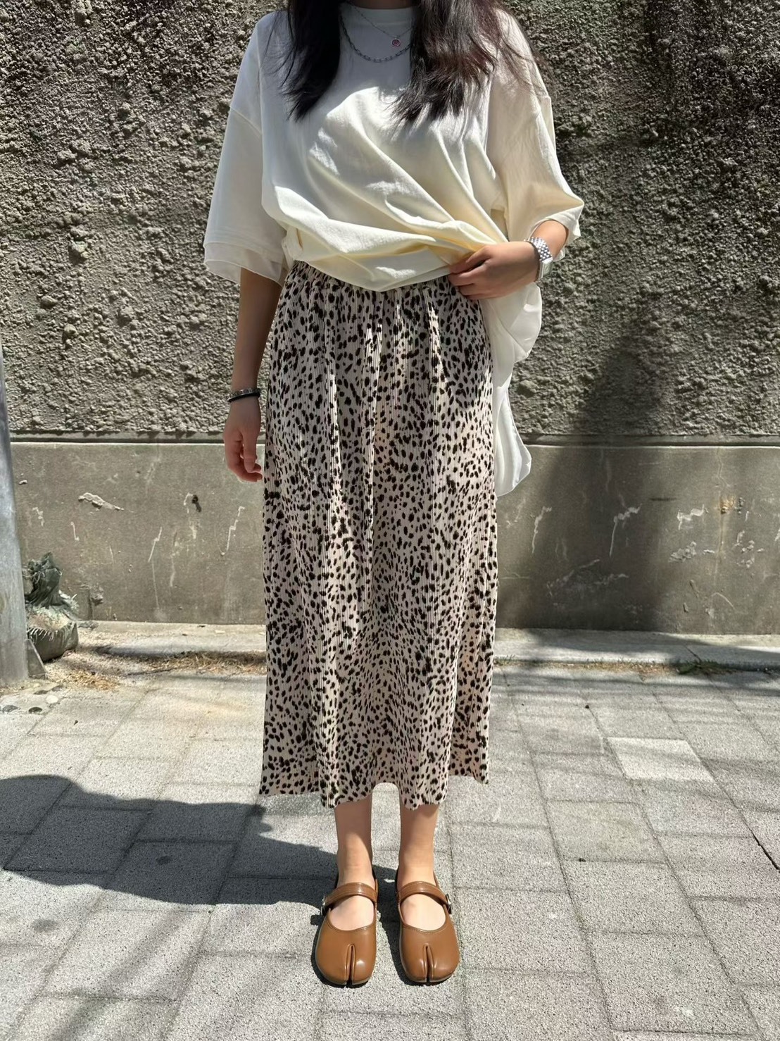 豹紋鬆緊長裙