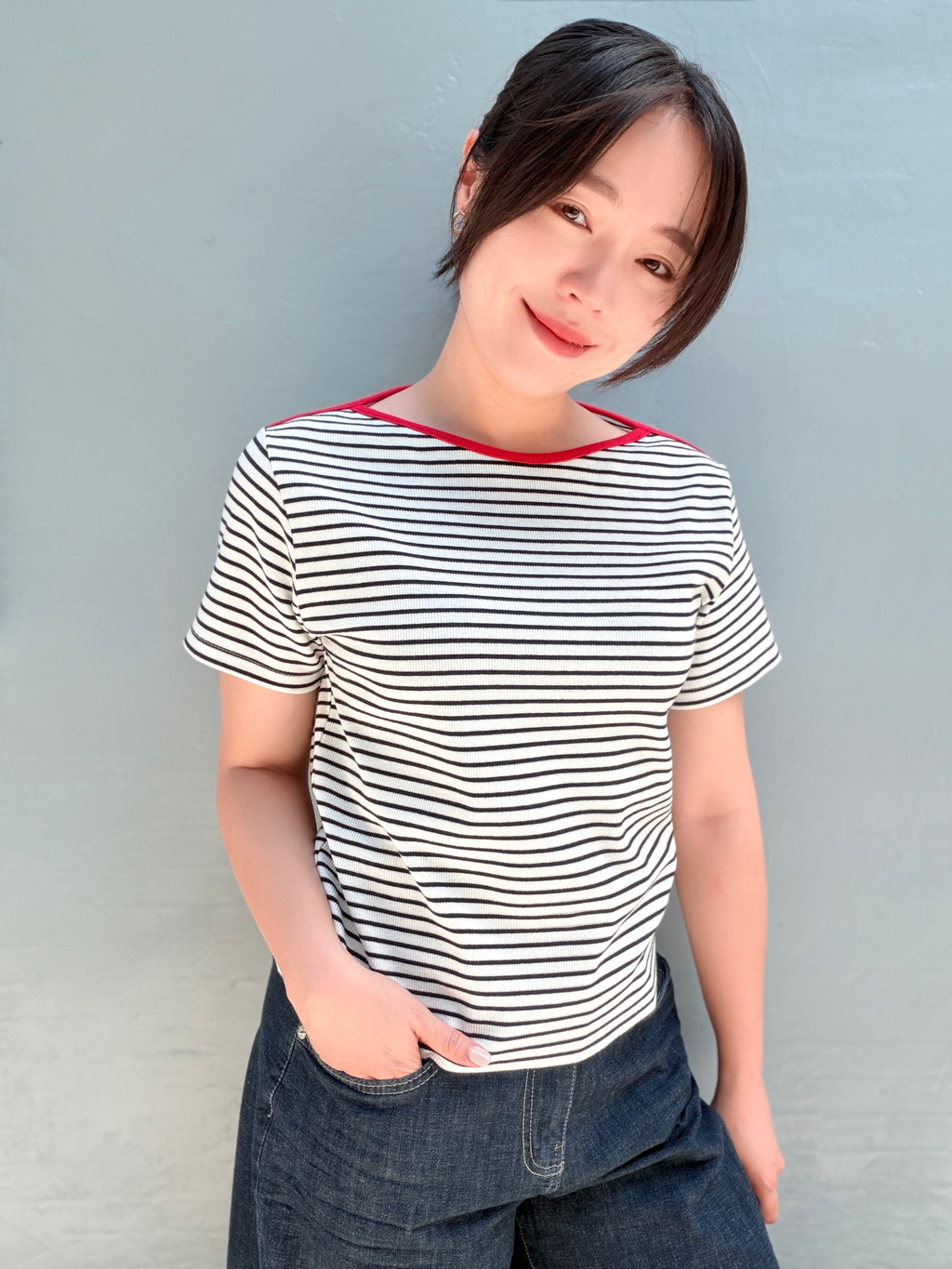 0715撞色條紋T