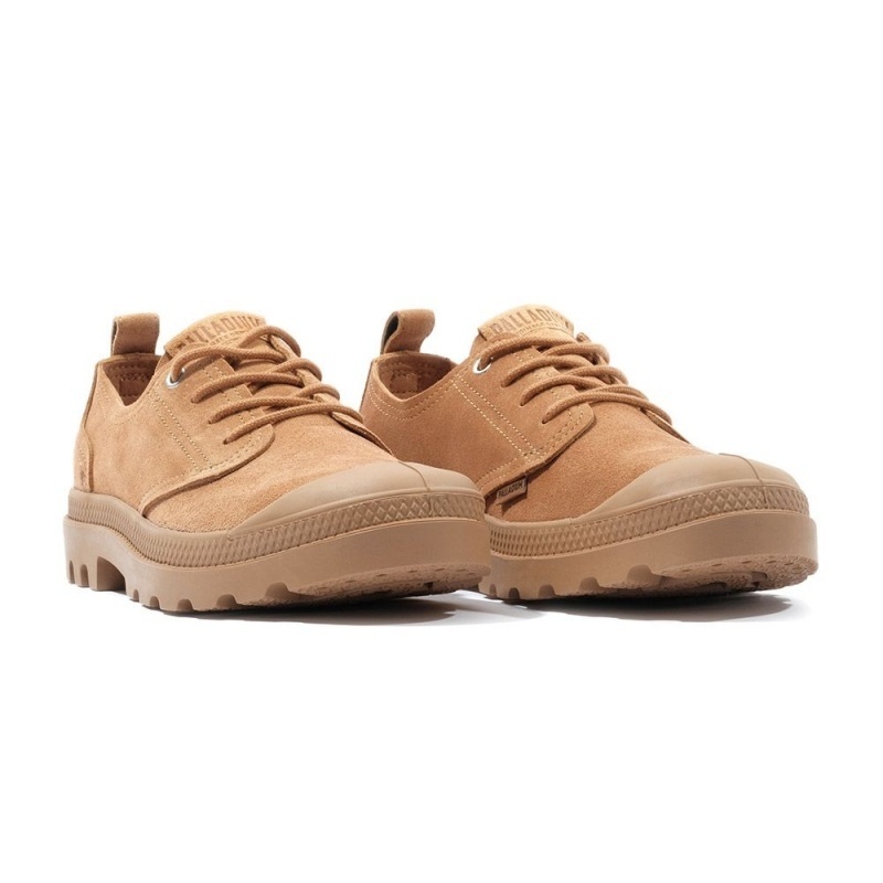 PALLADIUM 休閒鞋 PAMPA OX SKIN 卡其 麂皮 低筒靴 男女 74385-284