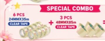 special combo 6pcs 24mm+ 3 pcs 48mm clear tape