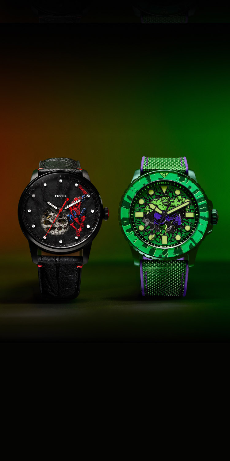 Marvel x FOSSIL 漫威聯名限量腕錶｜蜘蛛人× 浩克珍藏系列｜FOSSIL