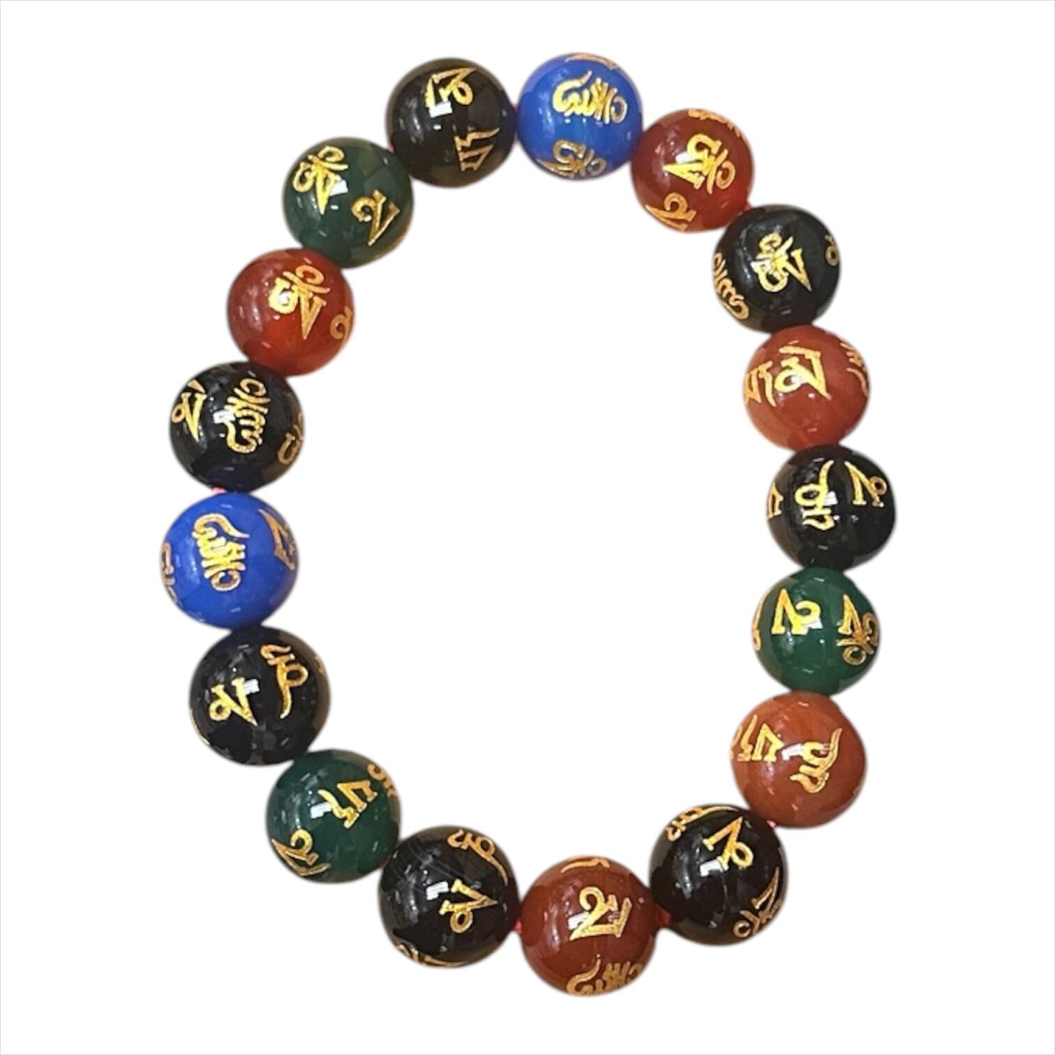 A30 六字真言七彩瑪瑙10mm手串 (經師傅開光)