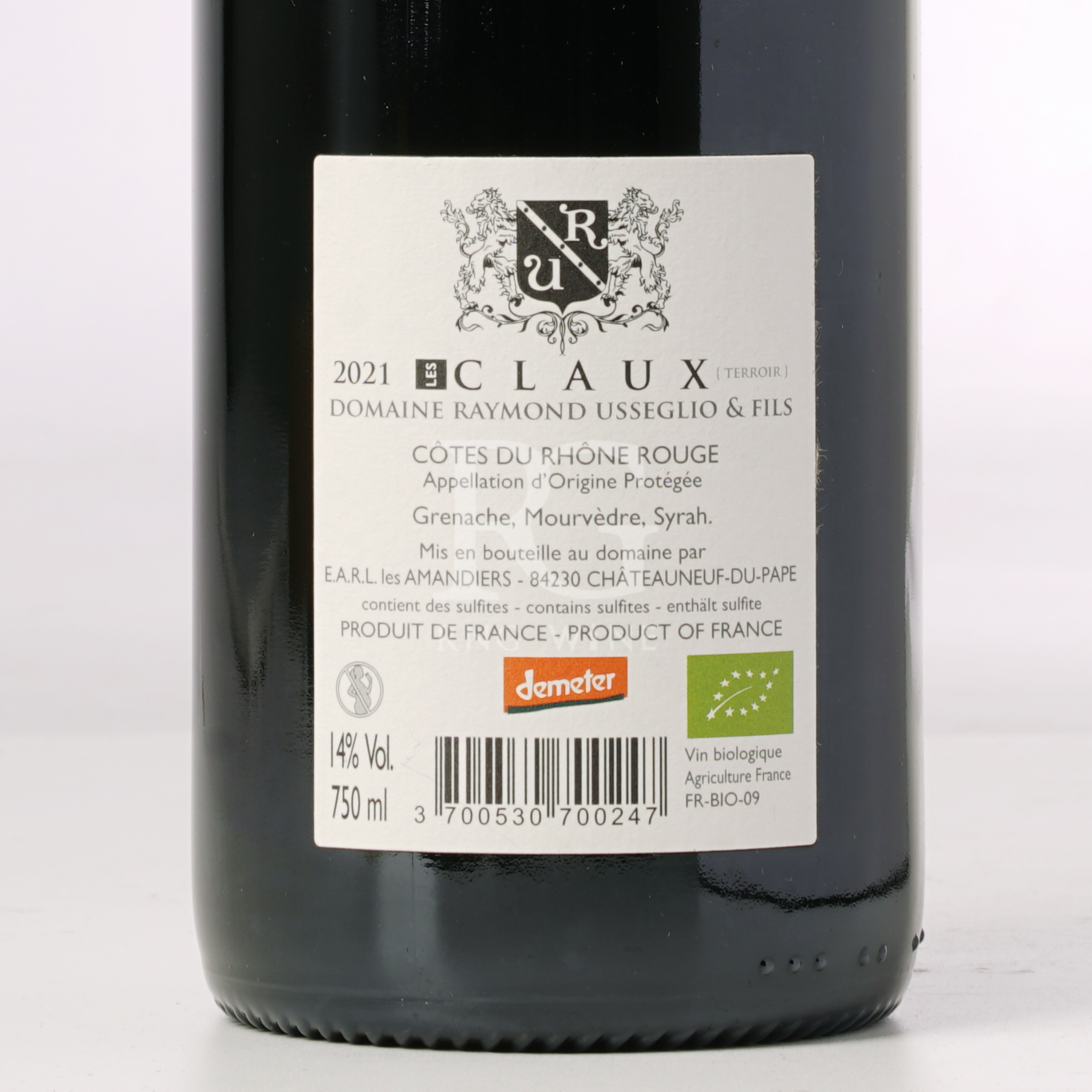 Raymond Usseglio Cotes du Rhone Les Claux Terroir 2021 (JS93)