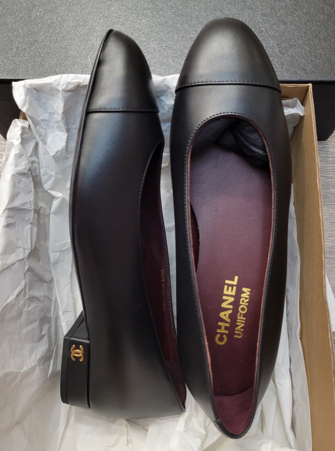 CHANEL UNIFORM  BALLERINAS BLACK 36
