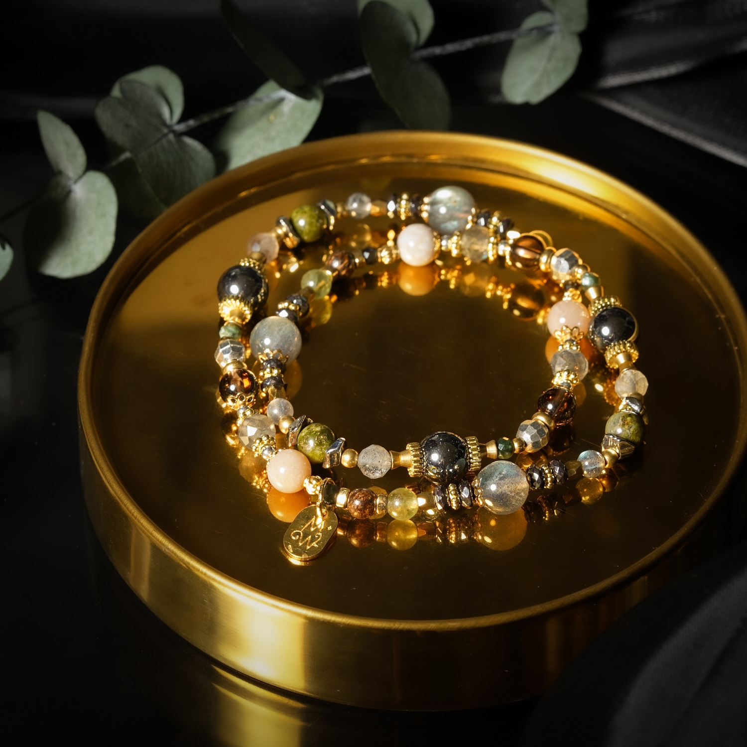 The Island That Keeps Watch | Hematite, Labradorite & Unakite Double-Wrap Bracelet