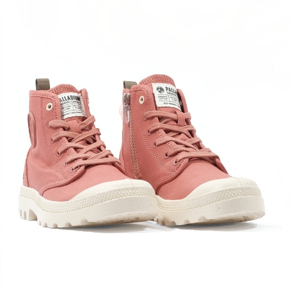 PALLADIUM 休閒鞋 PAMPA HI ZIP ORGANIC 梅紅 拉鍊 帆布軍靴 女 79101-648