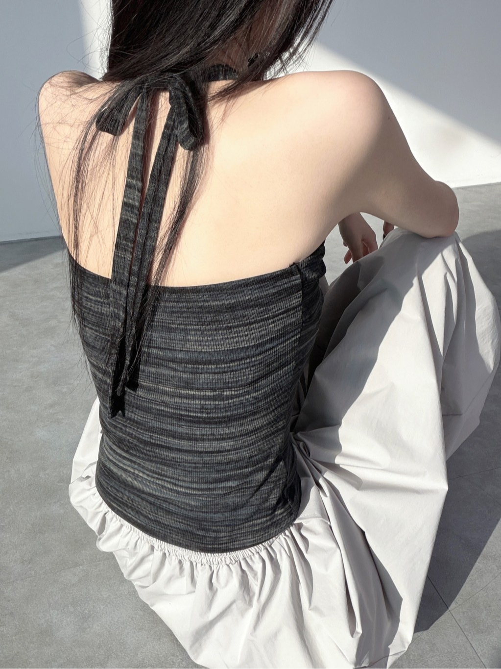 A0358-A12 超美混色胸紐結掛脖綁帶背心