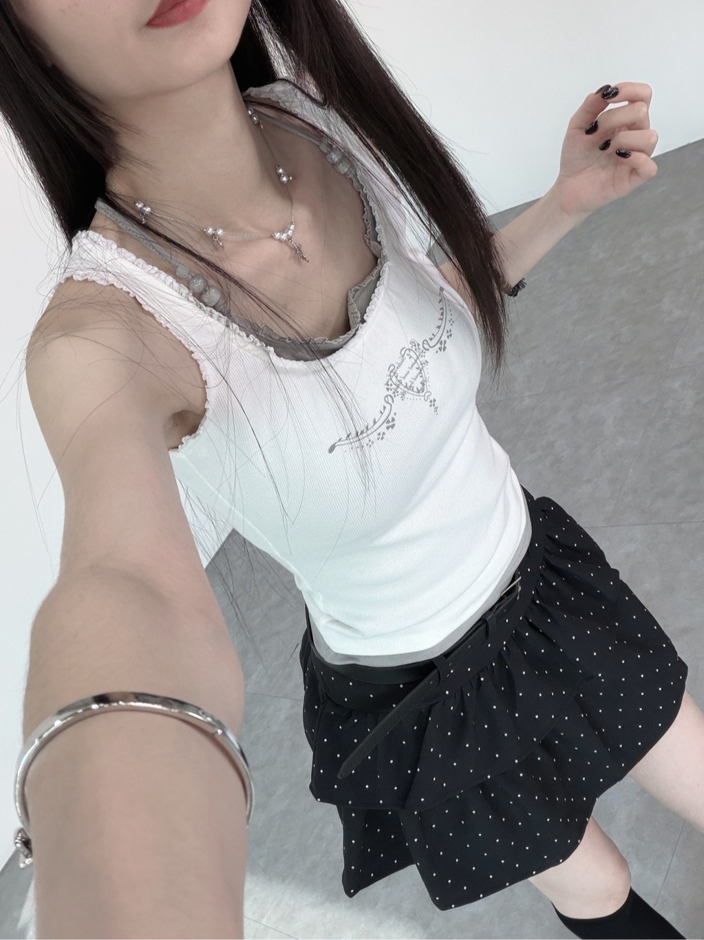 A0305-A12 歌德風蕾絲掛脖坦克背心