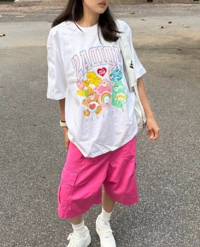 男女款 ADIDAS X CARE BEARS QS TEE 白色 彩虹熊 聯名款 三葉草 寬鬆 落肩 純棉 印花 短T【KR1480】ADLP