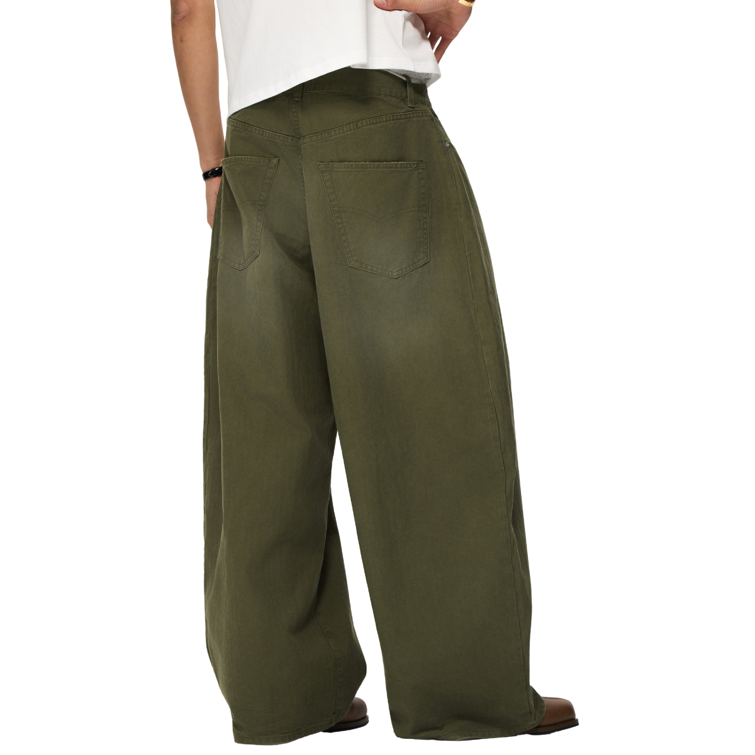 6cRAyon Herringbone Washed Pants 人字紋寬鬆長褲