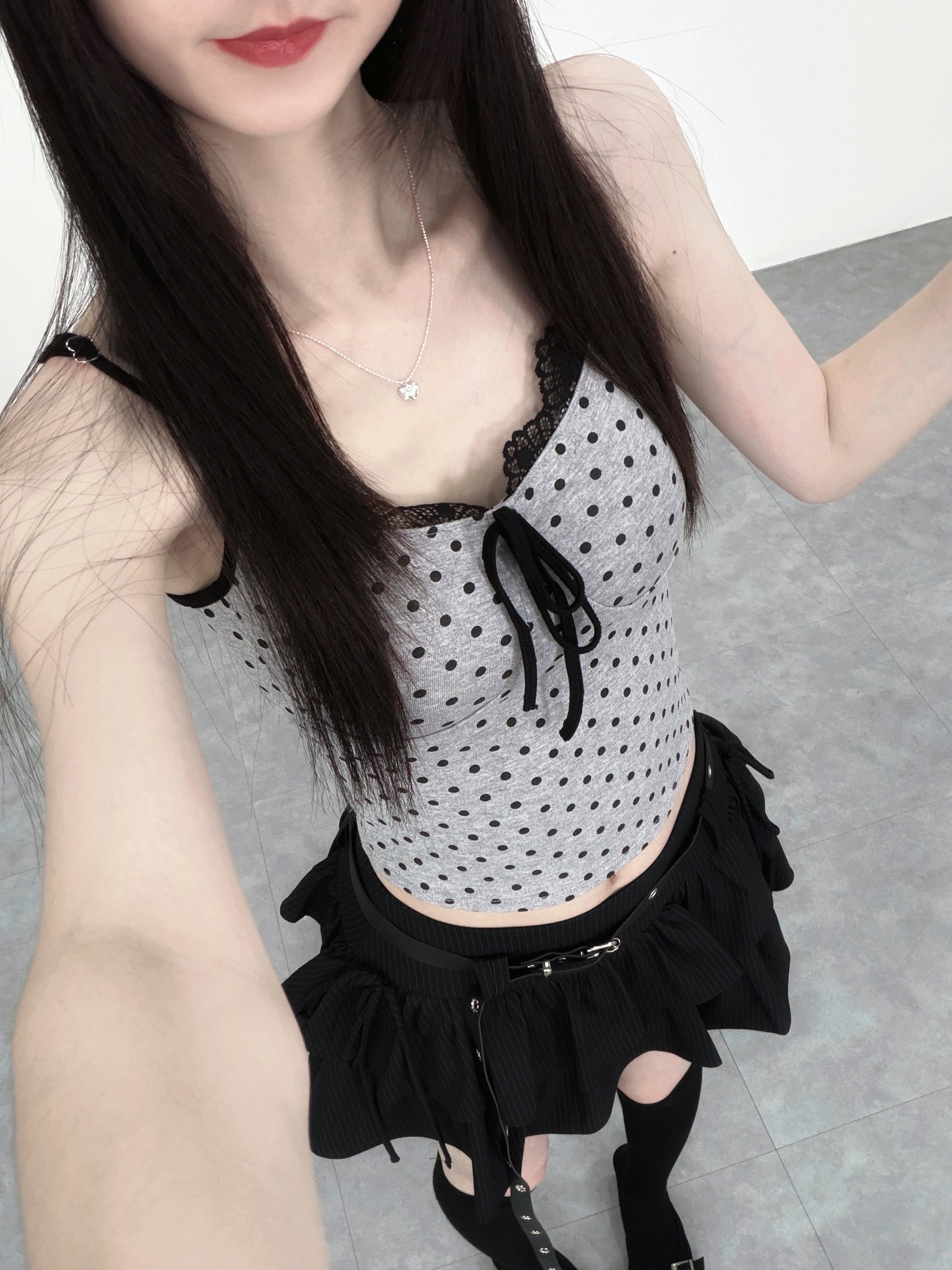 A0335-A11 波點蕾絲綁結小可愛