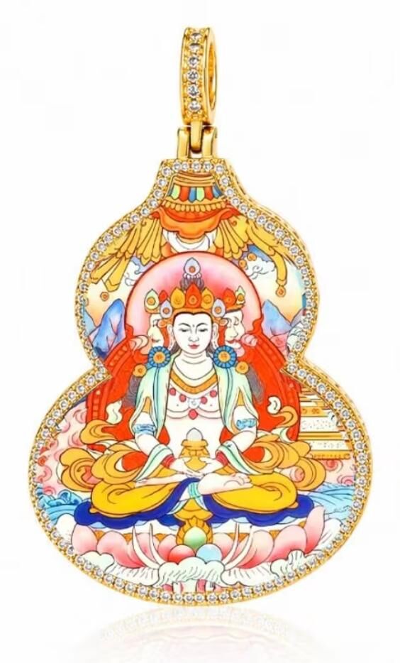 A48 西藏葫蘆唐卡吊墜  大日如來 (經師傅開光)