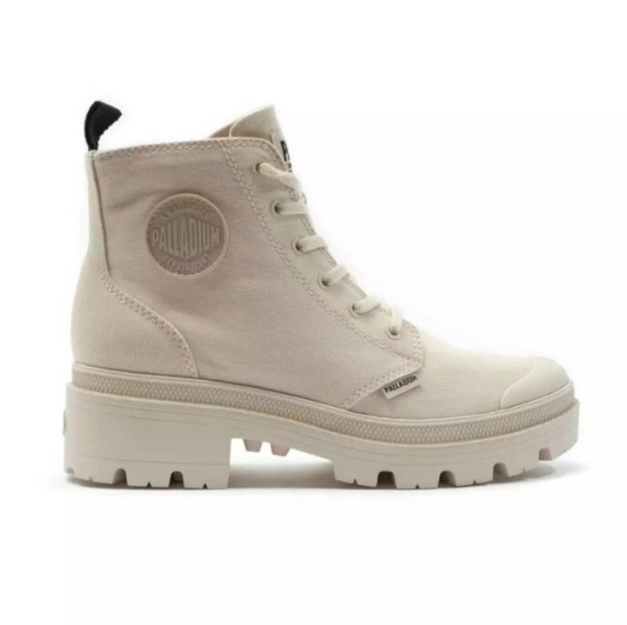 PALLADIUM 休閒鞋 PALLABASE TWILL 淺沙色 粗跟 帆布 高筒靴 女 96907-260
