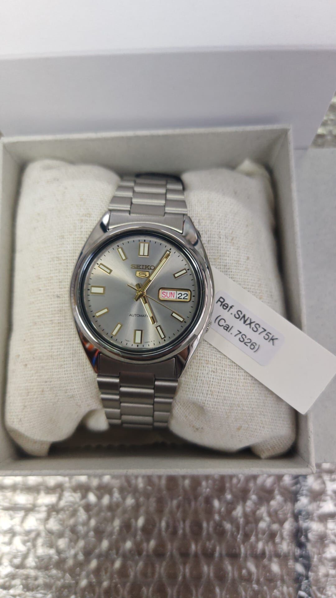 Seiko 精工 5 Automatic Grey Dial Silver Stainless Steel Men's Watch SNXS75K1 SNXS75 自動機械灰色錶盤銀色不鏽鋼男士腕錶