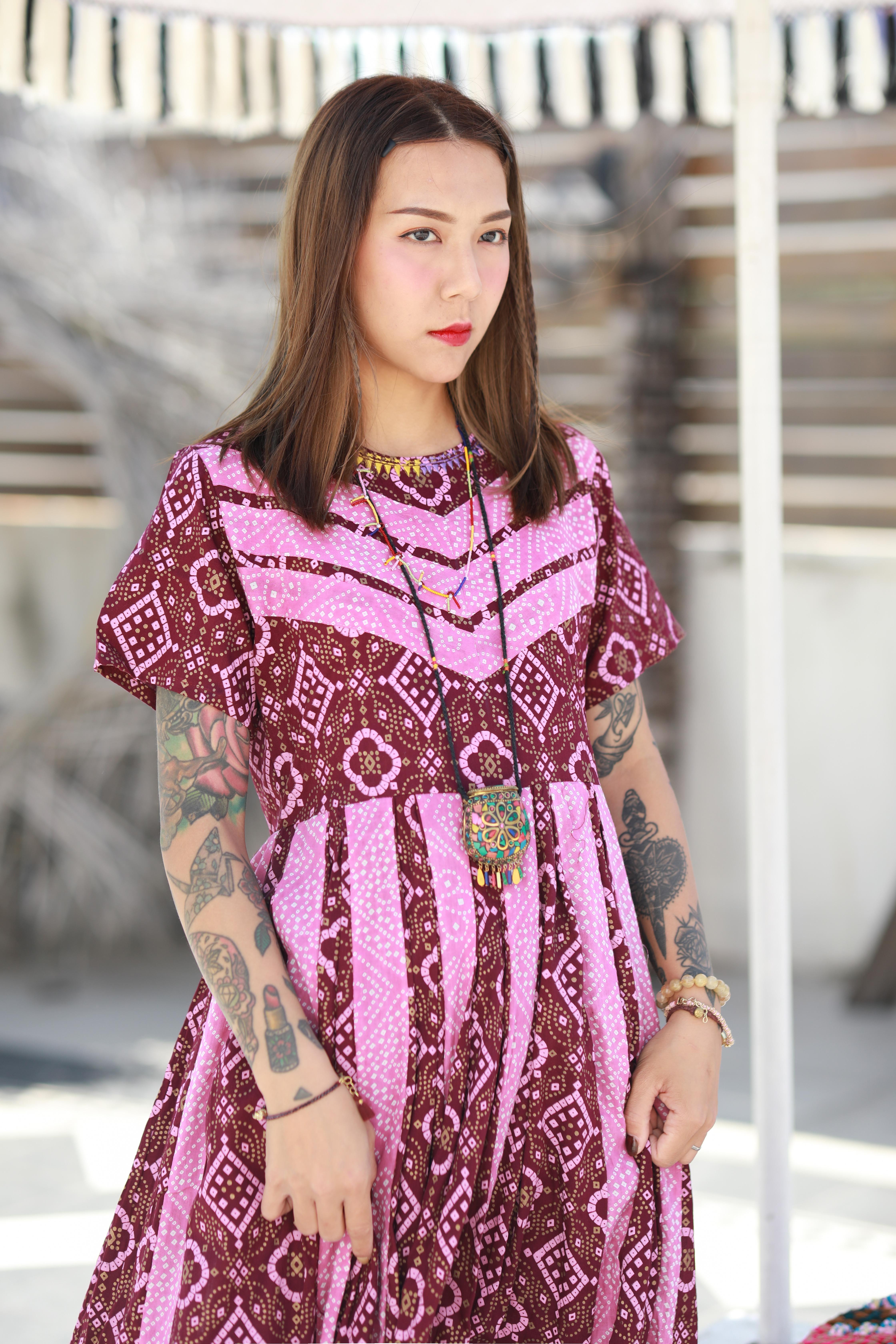 Macrame long dress M2328C - wine (0721)