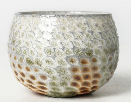 0721JZ14-JINGDEZHEN-CER-主人杯910 純手工跳刀紋理陶瓷 龍鱗杯100ml（A14）