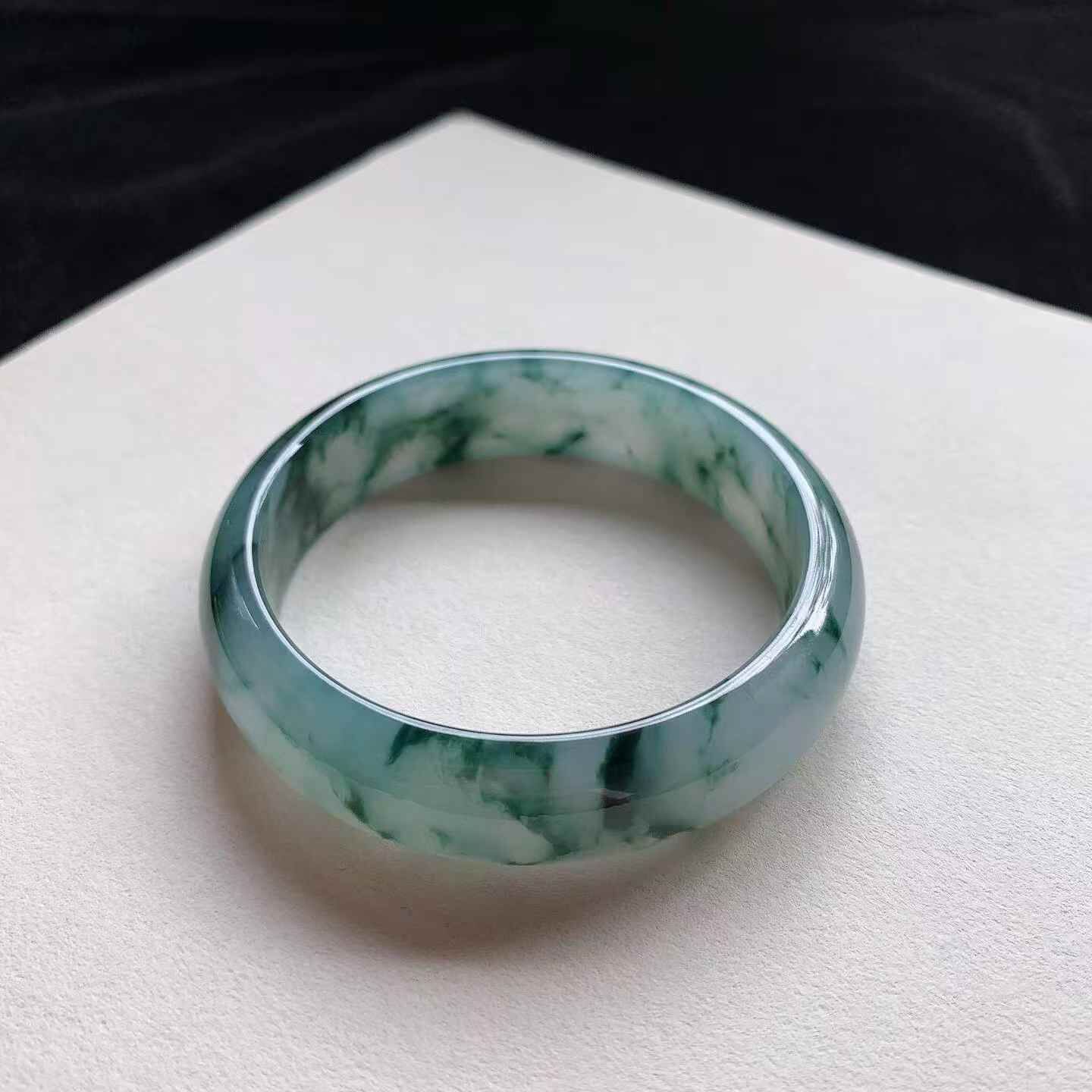 冰飄花正圈寬版翡翠手鐲,天然翡翠A玉, 緬甸玉, Jade, Jadeite