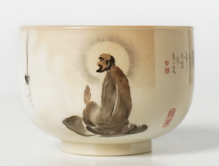 0721JZ45-JINGDEZHEN-CER-主人杯0007 書法大師餘敏老師題字 柴燒經典水墨手繪杯 水墨手繪100ml（A45）