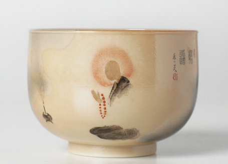 0721JZ46-JINGDEZHEN-CER-主人杯0008 書法大師餘敏老師題字 柴燒經典水墨手繪杯 水墨手繪100ml（A46）