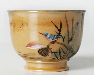 0721JZ51-JINGDEZHEN-CER-主人杯0013 書法大師餘敏老師題字 柴燒經典水墨手繪杯 水墨手繪100ml（A51）
