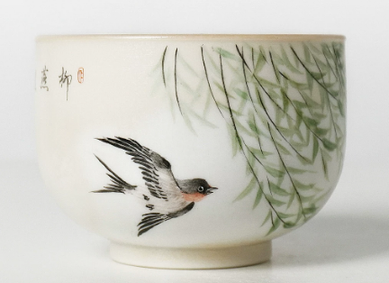 0721JZ60-JINGDEZHEN-CER-主人杯0022 書法大師餘敏老師題字 柴燒經典水墨手繪杯 水墨手繪100ml（A60）