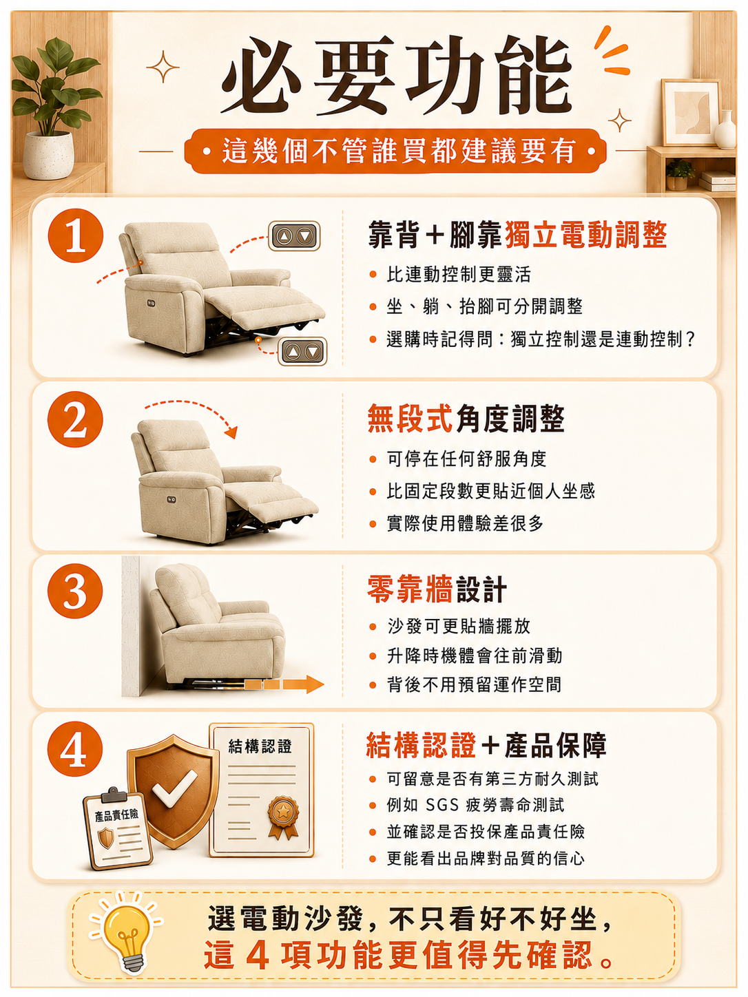 電動沙發必備功能總整理