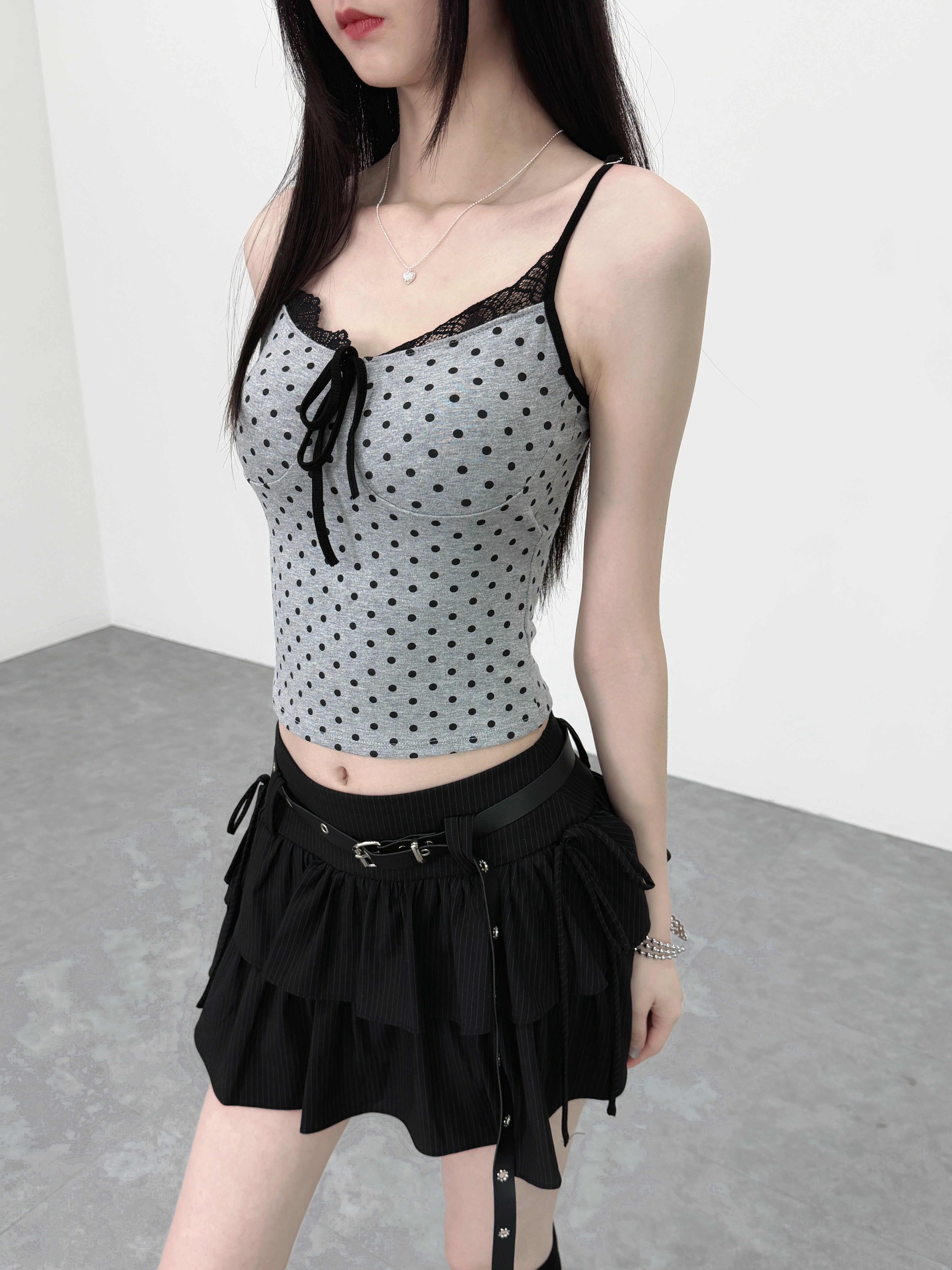 A0335-A11 波點蕾絲綁結小可愛