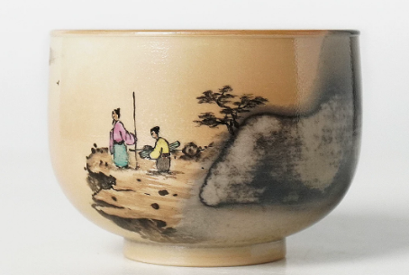 0721JZ65-JINGDEZHEN-CER-主人杯0027 書法大師餘敏老師題字 柴燒經典水墨手繪杯 水墨手繪100ml（A65）