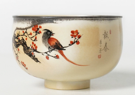 0721JZ68-JINGDEZHEN-CER-主人杯0030 書法大師餘敏老師題字 柴燒經典水墨手繪杯 水墨手繪120ml（A68）