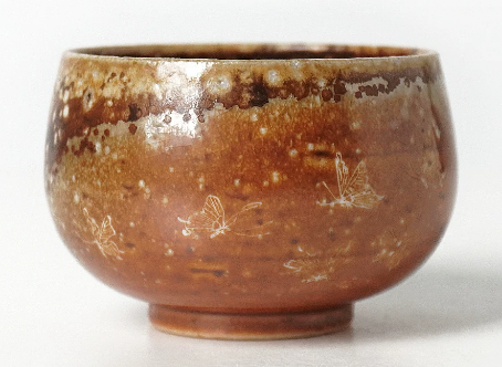 0721JZ71-JINGDEZHEN-CER-主人杯0033 柴燒雕刻杯 景德鎮非遺老師黃澤雍親工雕刻 雕刻杯90ml（A71）